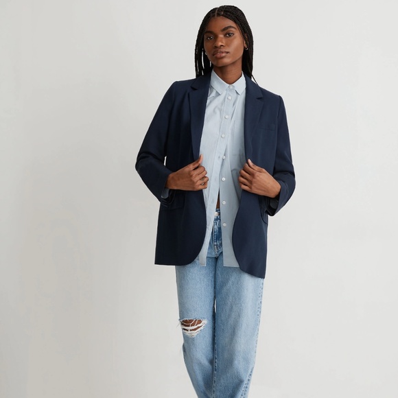 New MADEWELL The Larsen Blazer in Drapeweave - Deep Indigo - Picture 3 of 7